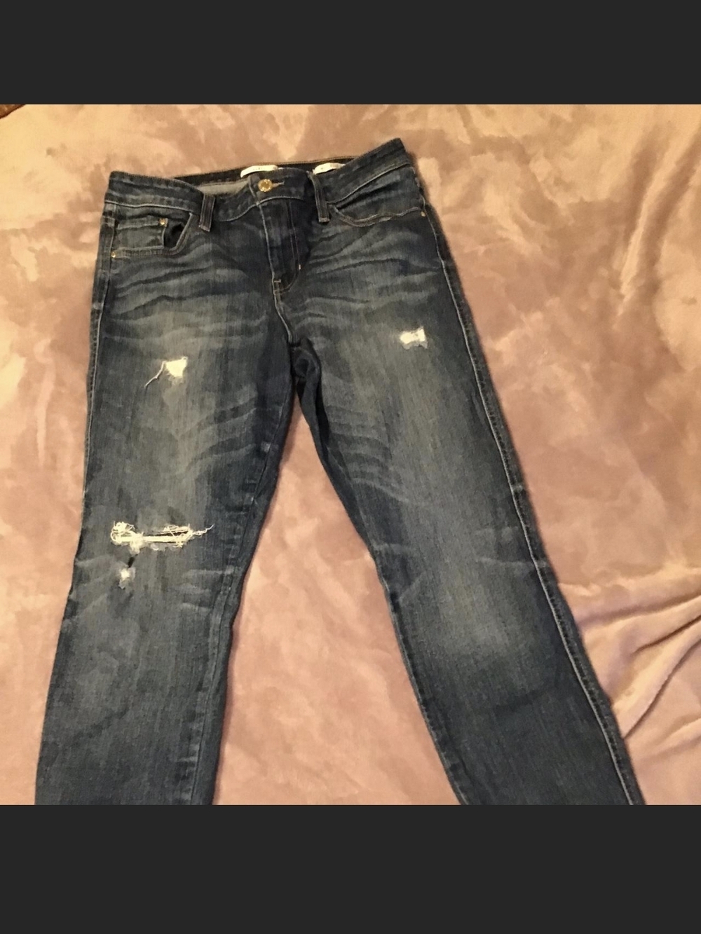 Guess Women's Distressed Dark Blue Skinny Jeans